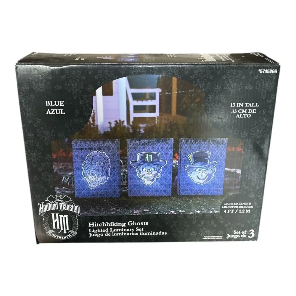 Disney Gemmy Haunted Mansion Hitchhiking Ghosts Lighted Luminary Set Halloween
